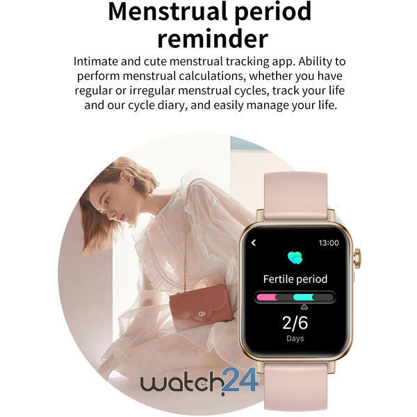 SmartWatch cu Bluetooth, Apel vocal (microfon+ difuzor), Ciclu menstrual, BPM, MMHG, SPO2, Calorii, Monitorizare somn, Vreme S412