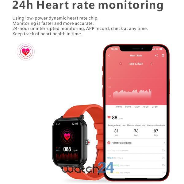 SmartWatch cu Notificari, Ritm cardiac, Tensiune arteriala, Nivel oxigen din sange, Temperatura corporala, Monitorizare somn si calorii, Vreme, Moduri Sport S414
