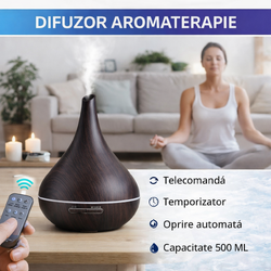 Difuzor de ulei esential, Aromaterapie, Umidificator de aer, Rezervor 500ML, Telecomanda si lumina veghe ajustabila STH-50
