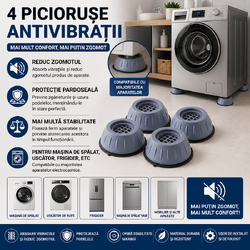 Set 4 picioruse, anti-zgomot si antiderapante, suporti amortizare vibratii masina de spalat, amortizoare uscator de rufe, frigider