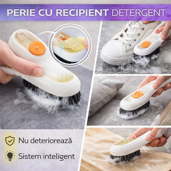 Perie pentru curatare incaltaminte cu recipient pentru detergent, Crem