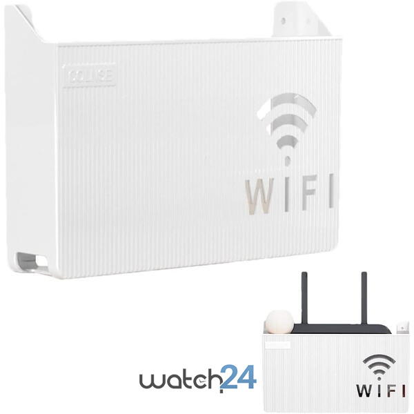 Raft Suport Router Wireless 245x140x60 mm, pentru mascare fire si echipament WI-FI, posibilitate montare pe perete