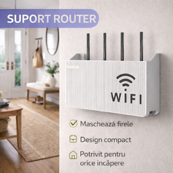 Raft Suport Router Wireless 245x140x60 mm, pentru mascare fire si echipament WI-FI, posibilitate montare pe perete