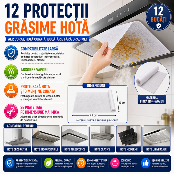 Protectie hota universala pentru grasime, 43x45CM, 12 buc/Rola