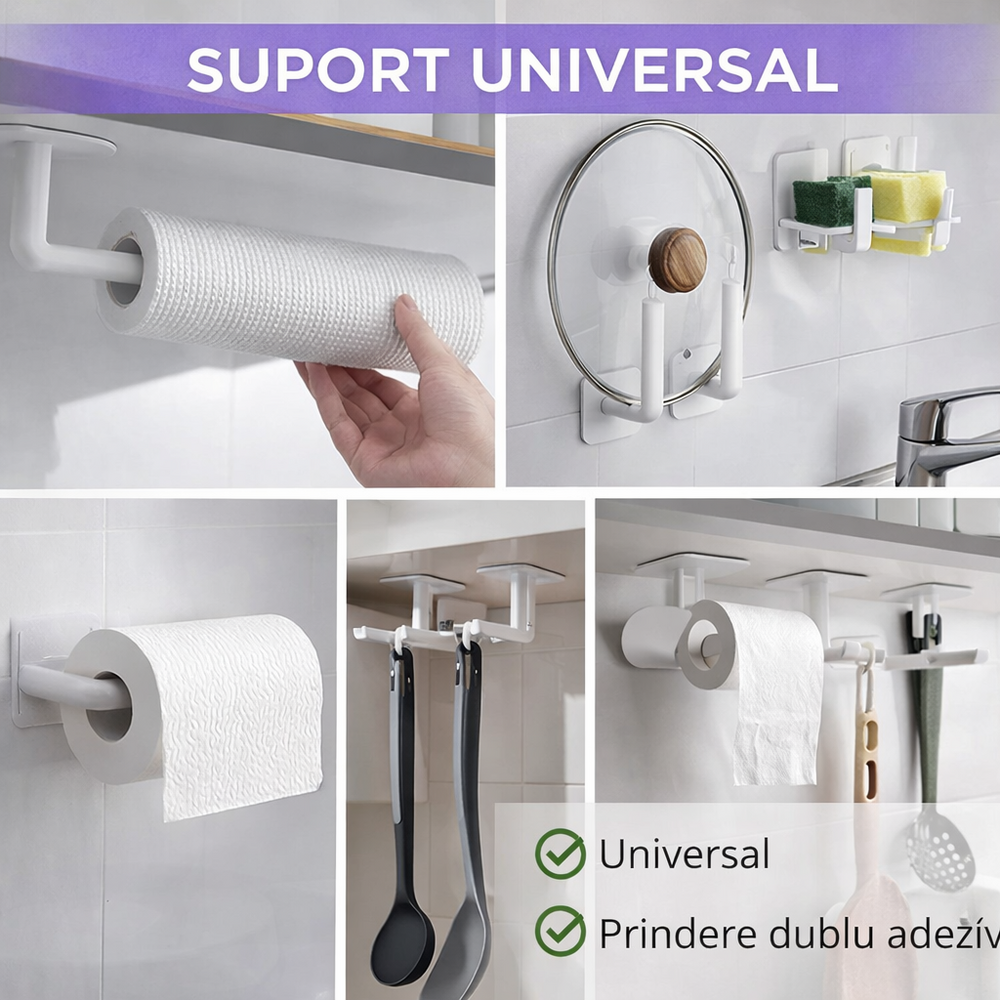 SMARTECH Suport cu Banda Adeziva, pentru Multiple Utilizari in Baie sau Bucatarie