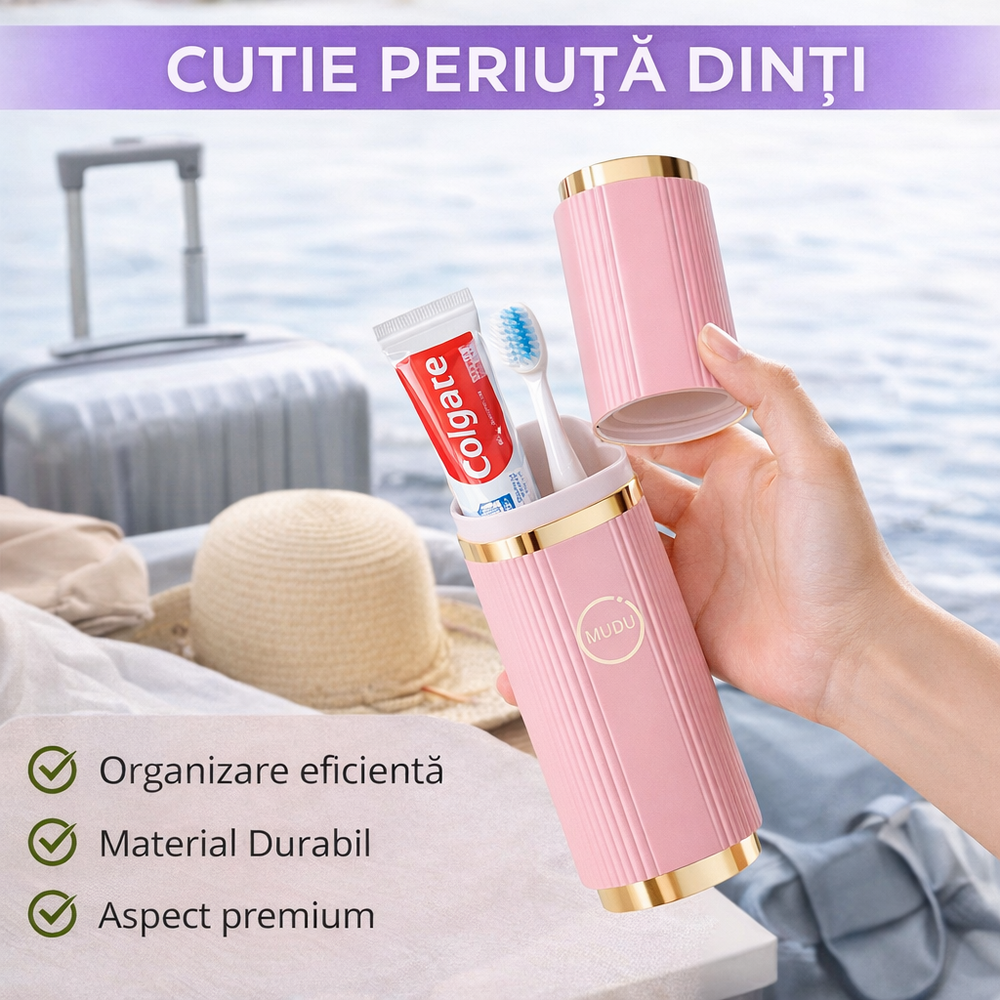 SMARTECH Cutie protectie periuta si pasta de dinti, Roz