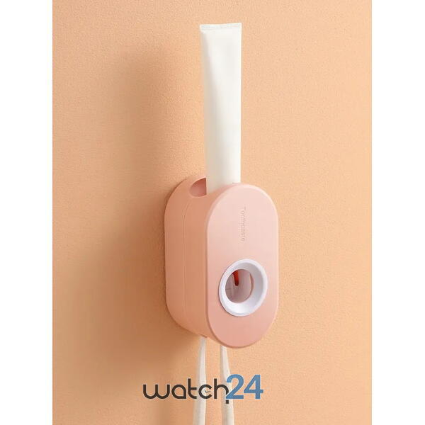 SMARTECH Dispenser, dozator pentru pasta de dinti si suport pentru 2 periute, prindere pe perete