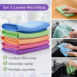Lavete magice microfibra, set 5 bucati, 25x25cm, Multicolor