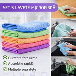 Lavete magice microfibra, set 5 bucati, 25x25cm, Multicolor