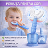 Periuta de dinti pentru copii, 2-6 ani, cu capac protectie, in forma de U, din silicon, periaj si curatare gingii 360, Albastru