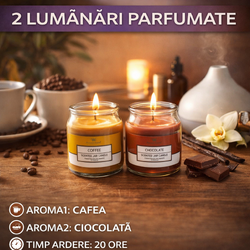Set 2 lumanari parfumate, Cafea&Ciocolata, 20h
