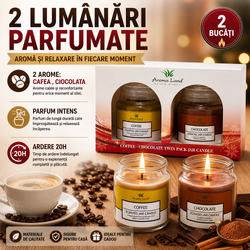 AROMALAND Set 2 lumanari parfumate, Cafea&Ciocolata, 20h