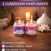 AROMALAND Set 2 lumanari parfumate, Lavanda&Floare de livada, 20h