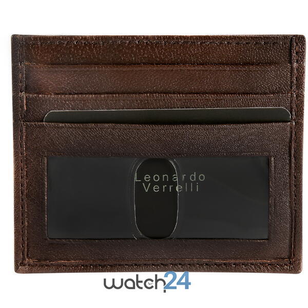 LEONARDO VERRELLI Set cadou barbati, portofel, port card, Maro inchis