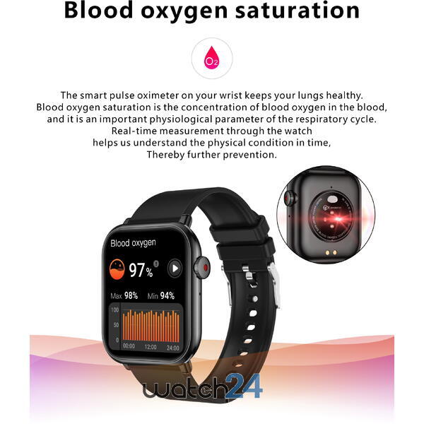 SmartWatch cu Display 1.96 inch, baterie 300mAh, Apel Bluetooth, Bataile inimii, Nivel oxigen, Tensiune arteriala, Moduri sport, Calorii, Vreme, Monitorizare somn S612