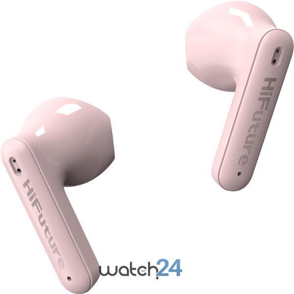 Casti Bluetooth 5.2 HiFuture ColorBuds2 TWS Earbuds, Microfon, Raspundere Apel, Accesare vocala Siri sau Google Assistance, HD Voice, Control media, Touch pe casca, Roz