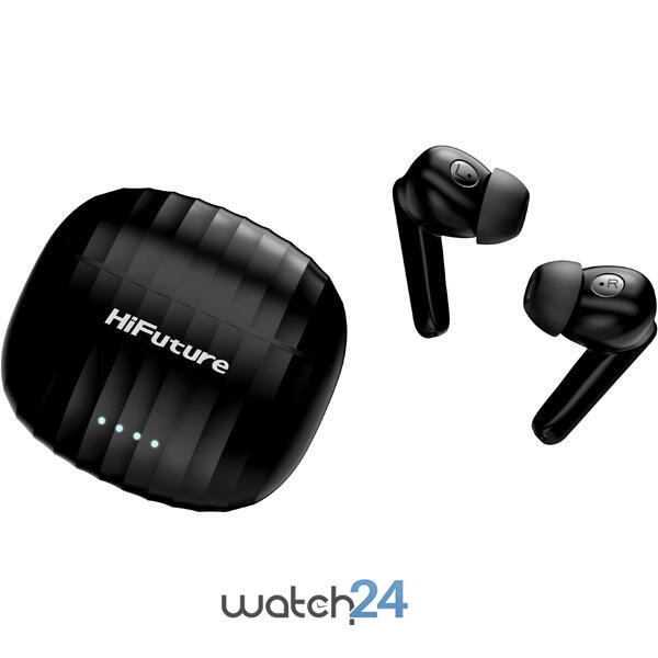 Casti Bluetooth 5.3 HiFuture SonicBliss TWS Earbuds, Autonomie 28H, Raspundere Apel, Accesare vocala Siri sau Google Assistance, HD Voice, Control media, Touch pe casca, Negru