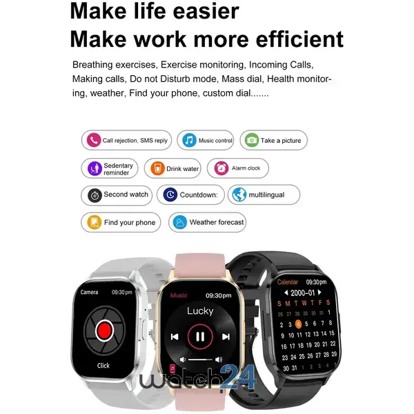 SmartWatch cu senzor Glucometru, Apel Bluetooth, Tensiune, Ritm cardiac, Nivel Oxigen, Nivel stres, Ciclu menstrual, Afisare vreme, Calendar, Calculator S670