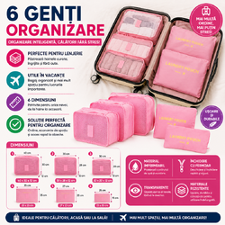 Set 6 genti pentru organizare si depozitare valiza, Roz