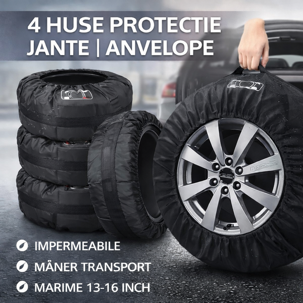 13-16 Inch Set 4 huse pentru anvelope/cauciucuri, cu maner, impermeabil, pentru dimensiunea 13-16