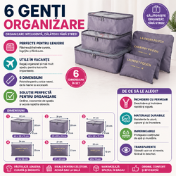 Set 6 genti pentru organizare si depozitare valiza, Gri