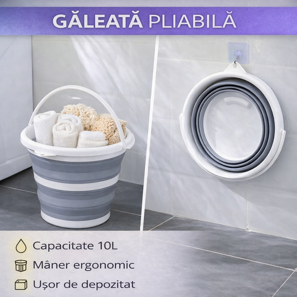 Galeata pliabila, cu maner, Marime L - 10 Litri