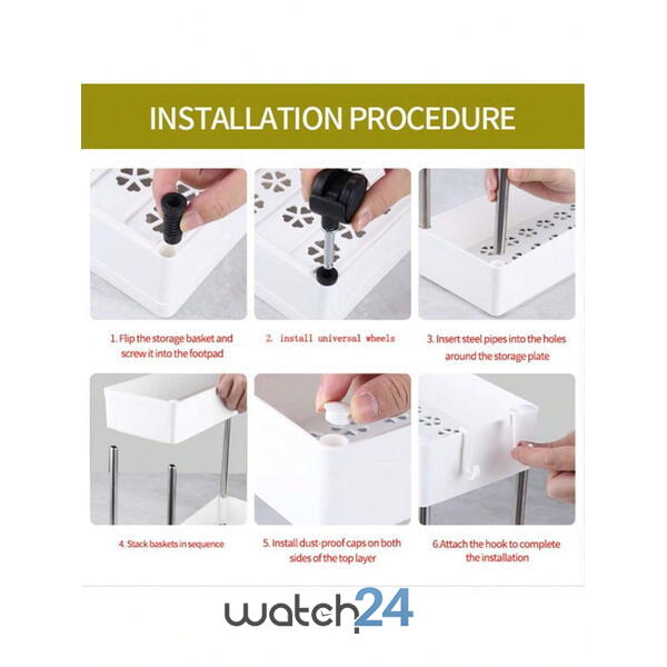 Suport depozitare cu 3 etajere si roti pentru baie sau bucatarie