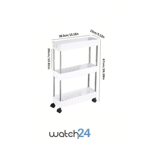 Suport depozitare cu 3 etajere si roti pentru baie sau bucatarie