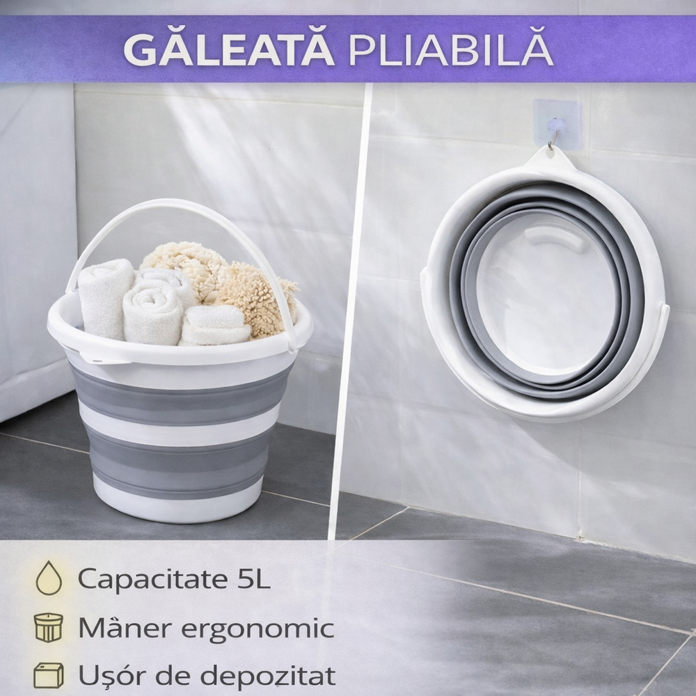 SMARTECH Galeata pliabila, cu maner, Marime M - 5 Litri