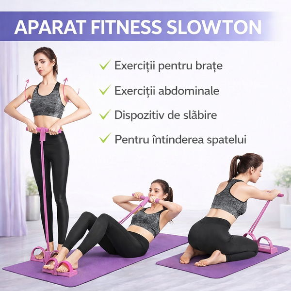 Aparat fitness SlowTon, dispozitiv cu franghie, exerciții pentru brate, exercitii abdominale, dispozitiv de slabire, pentru intinderea spatelui, uz casnic