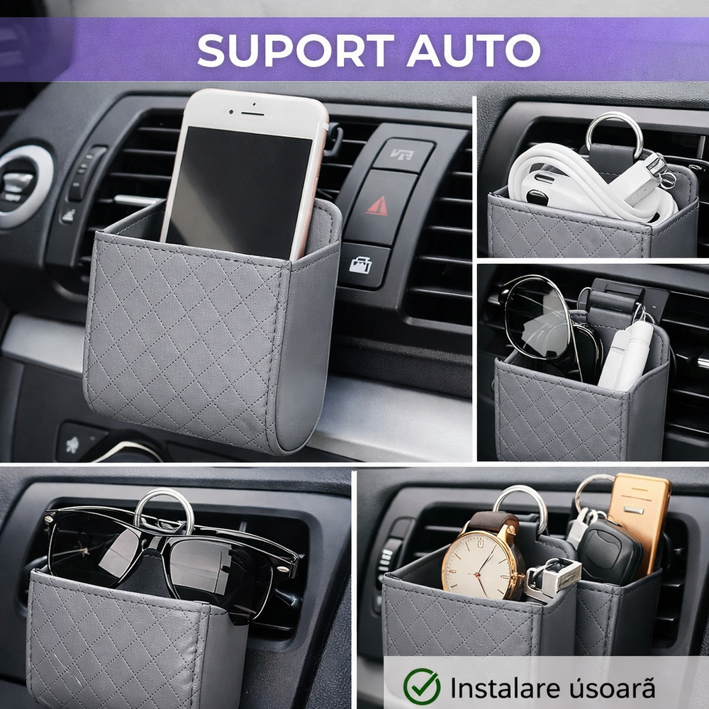 SMARTECH Suport auto universal, montare grila ventilatie, Gri