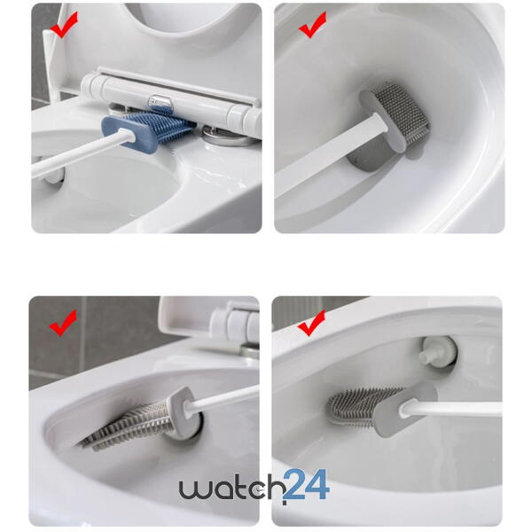 Set perie de WC cu cap flexibil, cu suport si mini perie pentru curatarea spatiilor greu accesibile