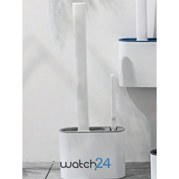 SMARTECH Set perie de WC cu cap flexibil, cu suport si mini perie pentru curatarea spatiilor greu accesibile