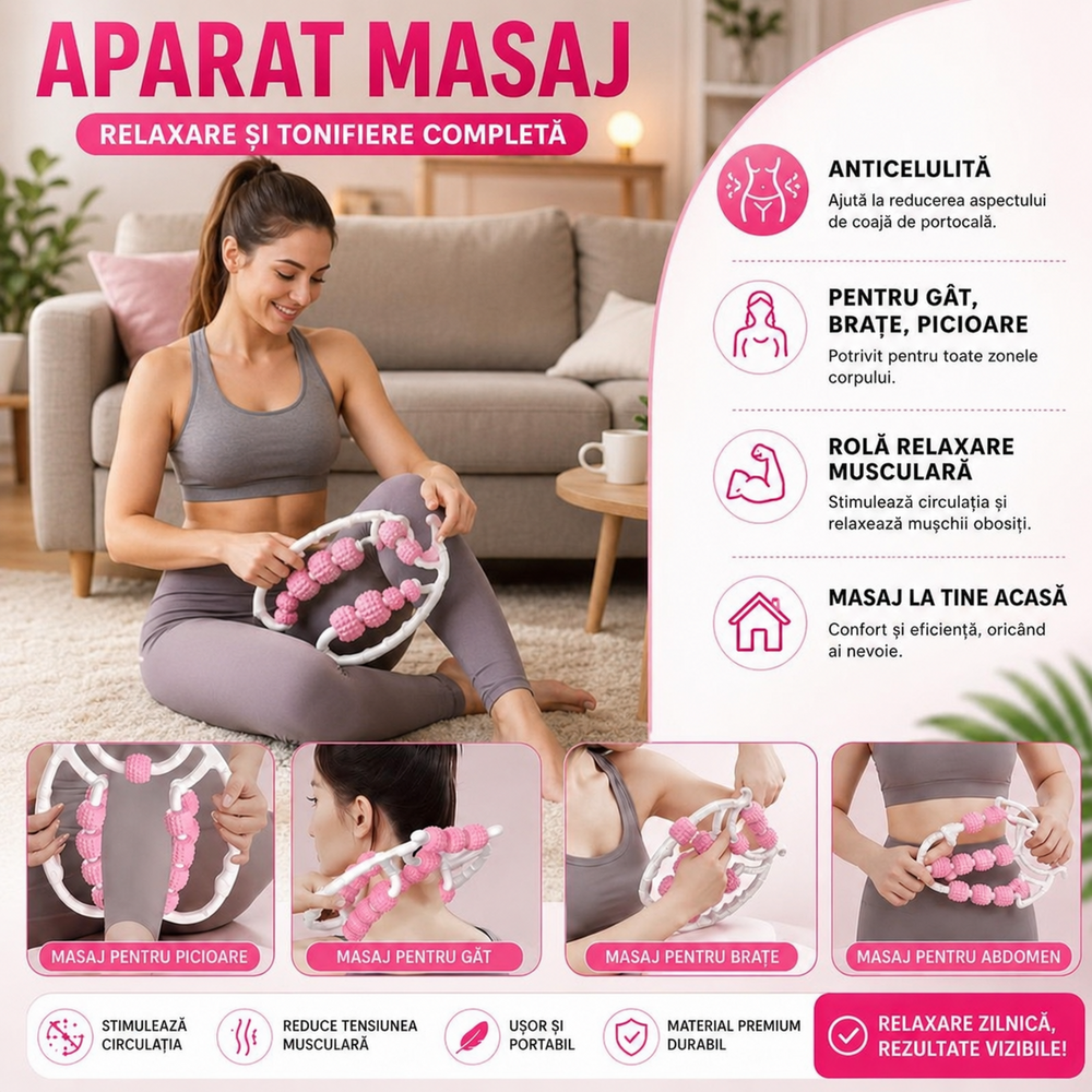SMARTECH Aparat de masaj pentru picioare, maini, gat, anticelulita, rola de relaxare musculara