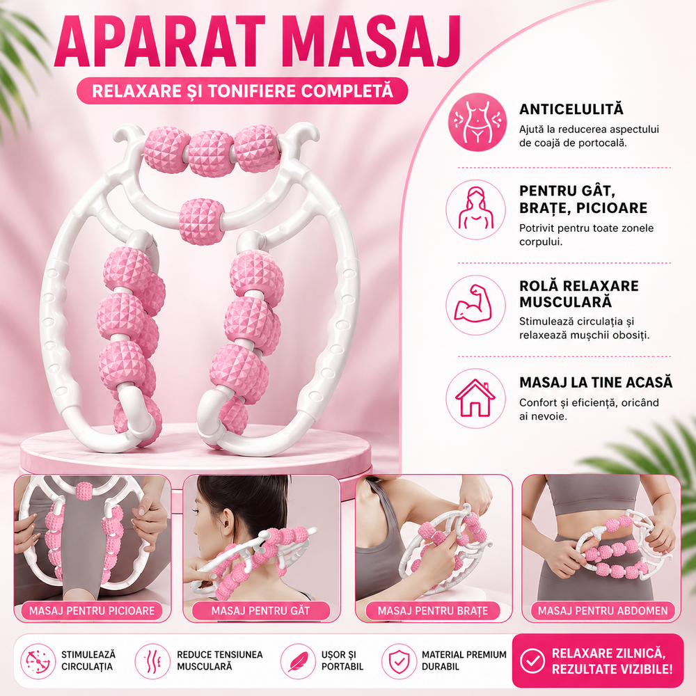 SMARTECH Aparat de masaj pentru picioare, maini, gat, anticelulita, rola de relaxare musculara