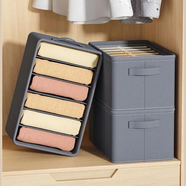 Organizator imbracaminte cu 9 compartimente pentru blugi, pulovere, camasi, 44x25x20 Gri