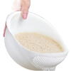 Castron de plastic si strecuratoare, multifunctional 2 in 1, pentru legume, fructe, orez, fasole, paste, etc