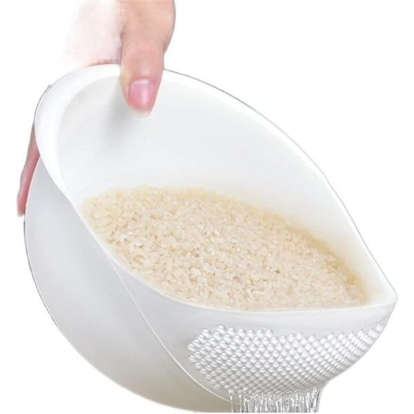 Castron de plastic si strecuratoare, multifunctional 2 in 1, pentru legume, fructe, orez, fasole, paste, etc