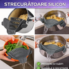 Strecuratoare din Silicon pentru Oale, Cratite, cu Clesti de Prindere, pentru Paste, Legume, Se Potriveste Oricarei Marimi, Gri