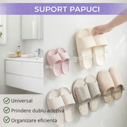 Suport pentru papuci, prindere cu sistem dublu adeziv inclus, Transparent