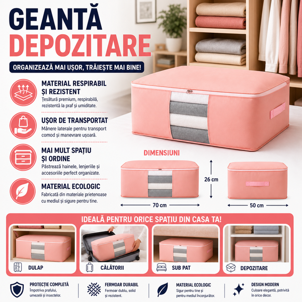 Geanta pentru depozitarea hainelor 70x50x26 cm