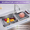 Scurgator vase extensibil pentru chiuveta multifunctional, tip cos, telescopic, otel inoxidabil/PVC