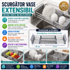 Scurgator vase extensibil pentru chiuveta multifunctional, tip cos, telescopic, otel inoxidabil/PVC