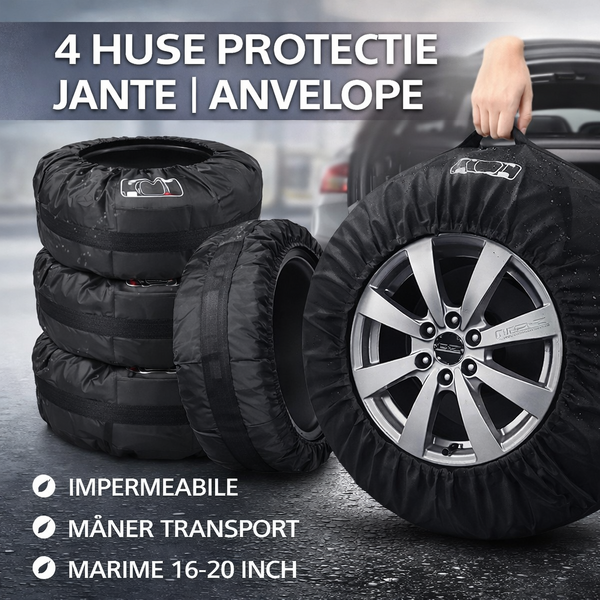 16-20 Inch Set 4 huse pentru anvelope/cauciucuri, cu maner, impermeabil, pentru dimensiunea 16-20