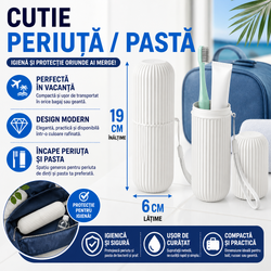 Cutie protectie periuta si pasta de dinti, Ideal pentru calatorie, Alb