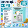 Pusculita pentru copii tip seif, Cod pin si amprenta, Muzica, Rulare automata a banilor, Bleu