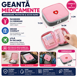Geanta mini pentru depozitare medicamente, cu fermoar