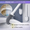 Perie de WC cu cap flexibil, cu suport, prindere pe perete cu sistem banda adeziva inclus