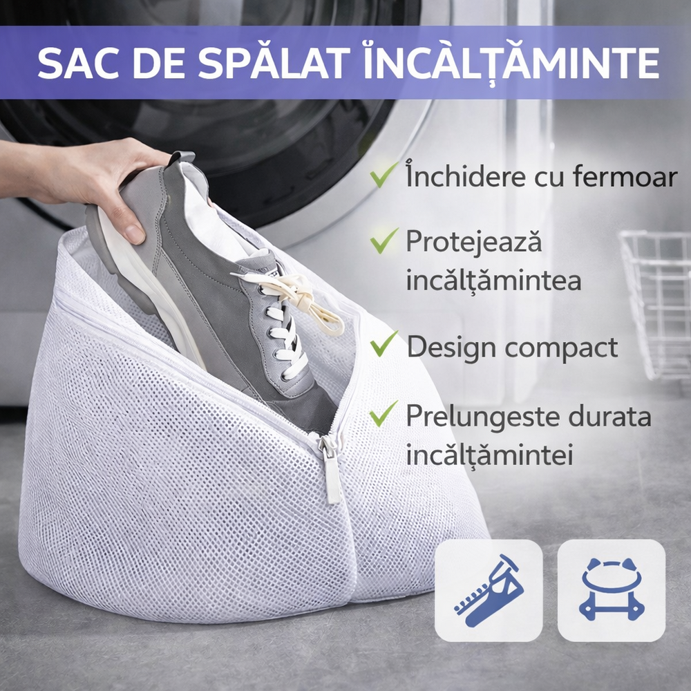 SMARTECH Sac pentru Spalat Incaltamintea, Protectie Incaltaminte si Masina de Spalat, Alb