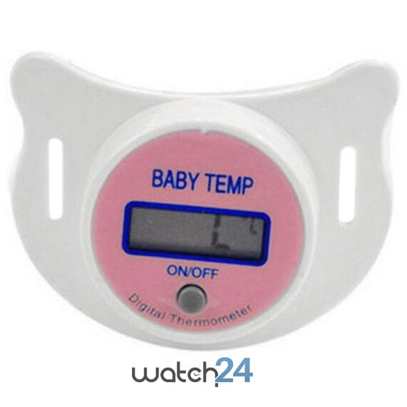 Suzeta cu termometru pentru bebelusi,  cu protectie, Roz